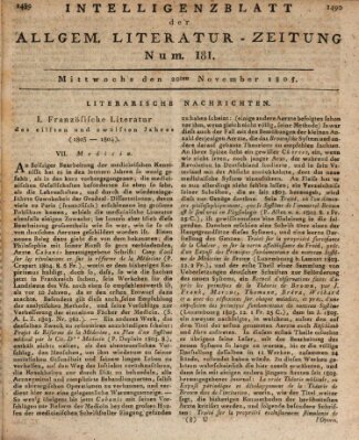 Allgemeine Literatur-Zeitung (Literarisches Zentralblatt für Deutschland) Mittwoch 20. November 1805