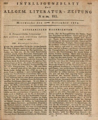 Allgemeine Literatur-Zeitung (Literarisches Zentralblatt für Deutschland) Mittwoch 27. November 1805