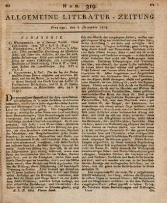 Allgemeine Literatur-Zeitung (Literarisches Zentralblatt für Deutschland) Freitag 6. Dezember 1805