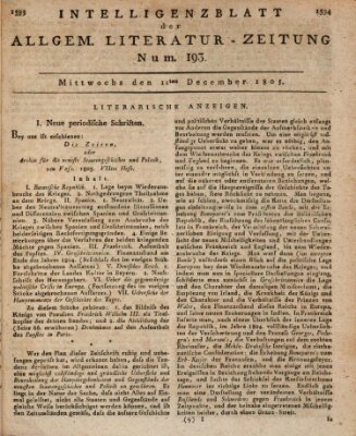 Allgemeine Literatur-Zeitung (Literarisches Zentralblatt für Deutschland) Mittwoch 11. Dezember 1805