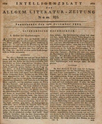 Allgemeine Literatur-Zeitung (Literarisches Zentralblatt für Deutschland) Samstag 14. Dezember 1805