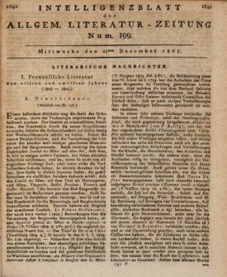 Allgemeine Literatur-Zeitung (Literarisches Zentralblatt für Deutschland) Mittwoch 25. Dezember 1805