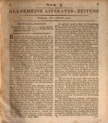 Allgemeine Literatur-Zeitung (Literarisches Zentralblatt für Deutschland) Freitag 3. Januar 1806