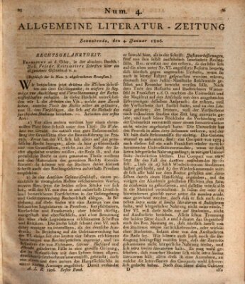 Allgemeine Literatur-Zeitung (Literarisches Zentralblatt für Deutschland) Samstag 4. Januar 1806