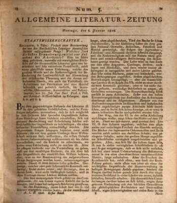 Allgemeine Literatur-Zeitung (Literarisches Zentralblatt für Deutschland) Montag 6. Januar 1806