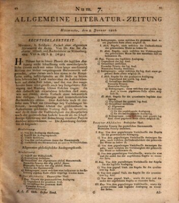 Allgemeine Literatur-Zeitung (Literarisches Zentralblatt für Deutschland) Mittwoch 8. Januar 1806