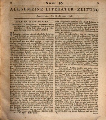 Allgemeine Literatur-Zeitung (Literarisches Zentralblatt für Deutschland) Samstag 11. Januar 1806