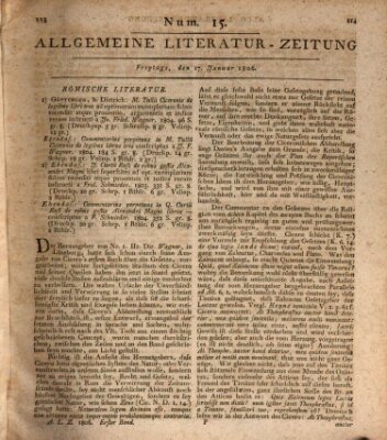 Allgemeine Literatur-Zeitung (Literarisches Zentralblatt für Deutschland) Freitag 17. Januar 1806