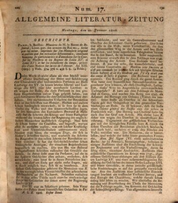 Allgemeine Literatur-Zeitung (Literarisches Zentralblatt für Deutschland) Montag 20. Januar 1806