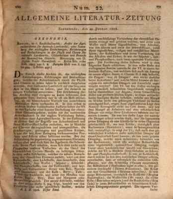 Allgemeine Literatur-Zeitung (Literarisches Zentralblatt für Deutschland) Samstag 25. Januar 1806