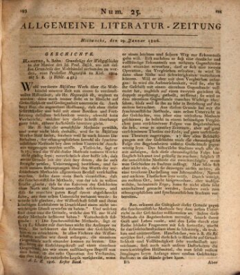 Allgemeine Literatur-Zeitung (Literarisches Zentralblatt für Deutschland) Mittwoch 29. Januar 1806