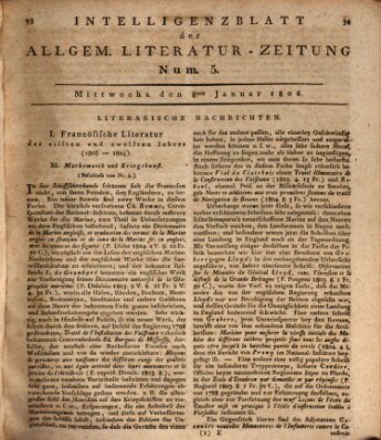 Allgemeine Literatur-Zeitung (Literarisches Zentralblatt für Deutschland) Mittwoch 8. Januar 1806