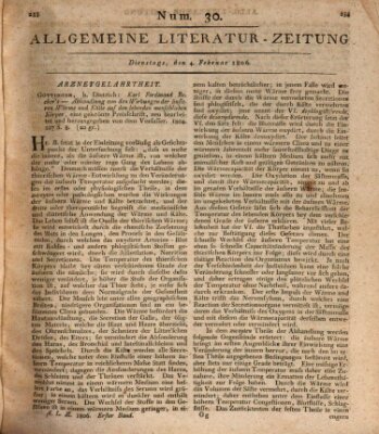 Allgemeine Literatur-Zeitung (Literarisches Zentralblatt für Deutschland) Dienstag 4. Februar 1806