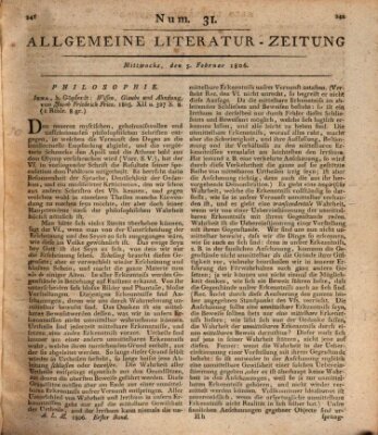 Allgemeine Literatur-Zeitung (Literarisches Zentralblatt für Deutschland) Mittwoch 5. Februar 1806