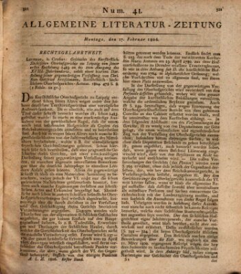 Allgemeine Literatur-Zeitung (Literarisches Zentralblatt für Deutschland) Montag 17. Februar 1806