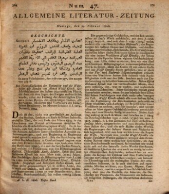 Allgemeine Literatur-Zeitung (Literarisches Zentralblatt für Deutschland) Montag 24. Februar 1806