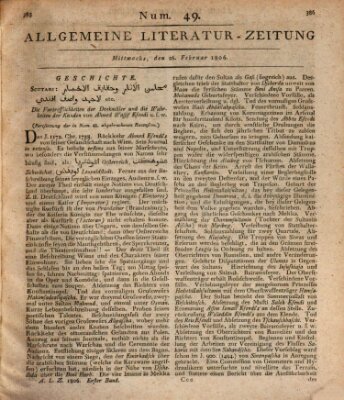 Allgemeine Literatur-Zeitung (Literarisches Zentralblatt für Deutschland) Mittwoch 26. Februar 1806