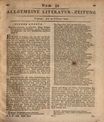 Allgemeine Literatur-Zeitung (Literarisches Zentralblatt für Deutschland) Freitag 28. Februar 1806