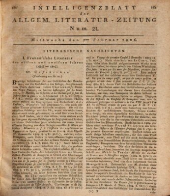 Allgemeine Literatur-Zeitung (Literarisches Zentralblatt für Deutschland) Mittwoch 5. Februar 1806