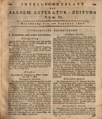 Allgemeine Literatur-Zeitung (Literarisches Zentralblatt für Deutschland) Mittwoch 12. Februar 1806