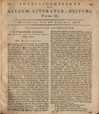 Allgemeine Literatur-Zeitung (Literarisches Zentralblatt für Deutschland) Mittwoch 26. Februar 1806