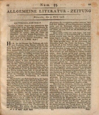 Allgemeine Literatur-Zeitung (Literarisches Zentralblatt für Deutschland) Mittwoch 5. März 1806