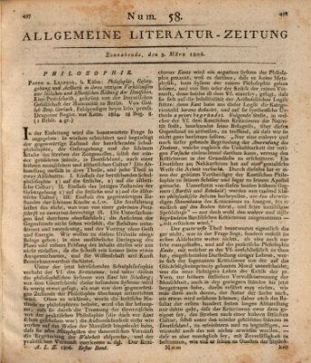 Allgemeine Literatur-Zeitung (Literarisches Zentralblatt für Deutschland) Samstag 8. März 1806