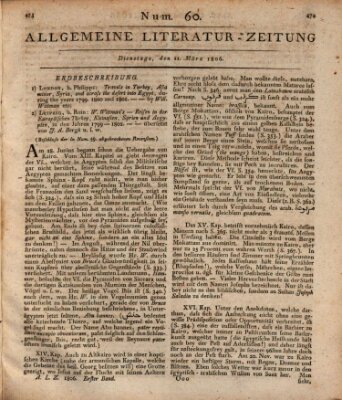 Allgemeine Literatur-Zeitung (Literarisches Zentralblatt für Deutschland) Dienstag 11. März 1806