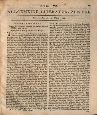 Allgemeine Literatur-Zeitung (Literarisches Zentralblatt für Deutschland) Samstag 22. März 1806