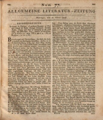 Allgemeine Literatur-Zeitung (Literarisches Zentralblatt für Deutschland) Montag 31. März 1806