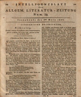 Allgemeine Literatur-Zeitung (Literarisches Zentralblatt für Deutschland) Samstag 8. März 1806