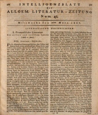 Allgemeine Literatur-Zeitung (Literarisches Zentralblatt für Deutschland) Mittwoch 26. März 1806