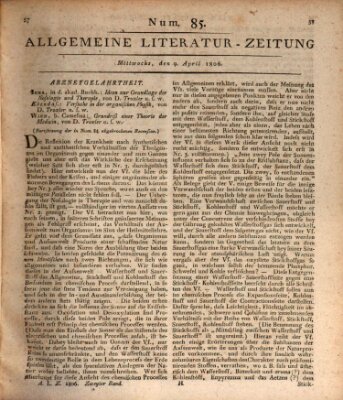 Allgemeine Literatur-Zeitung (Literarisches Zentralblatt für Deutschland) Mittwoch 9. April 1806