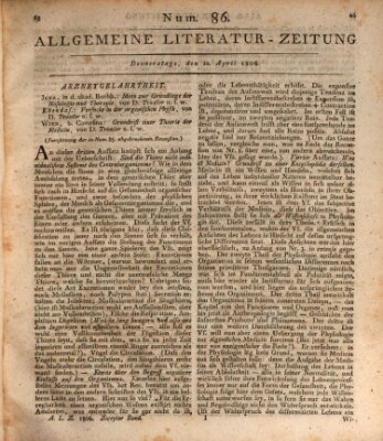 Allgemeine Literatur-Zeitung (Literarisches Zentralblatt für Deutschland) Donnerstag 10. April 1806