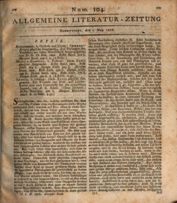 Allgemeine Literatur-Zeitung (Literarisches Zentralblatt für Deutschland) Donnerstag 1. Mai 1806