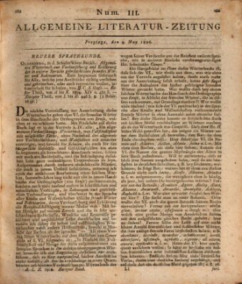 Allgemeine Literatur-Zeitung (Literarisches Zentralblatt für Deutschland) Freitag 9. Mai 1806