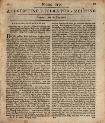 Allgemeine Literatur-Zeitung (Literarisches Zentralblatt für Deutschland) Freitag 16. Mai 1806