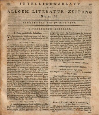 Allgemeine Literatur-Zeitung (Literarisches Zentralblatt für Deutschland) Samstag 3. Mai 1806