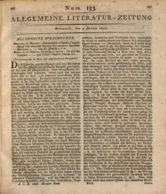 Allgemeine Literatur-Zeitung (Literarisches Zentralblatt für Deutschland) Mittwoch 4. Juni 1806