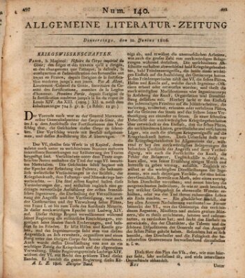 Allgemeine Literatur-Zeitung (Literarisches Zentralblatt für Deutschland) Donnerstag 12. Juni 1806