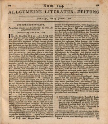 Allgemeine Literatur-Zeitung (Literarisches Zentralblatt für Deutschland) Dienstag 17. Juni 1806