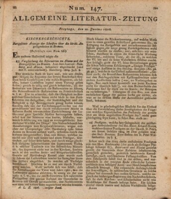 Allgemeine Literatur-Zeitung (Literarisches Zentralblatt für Deutschland) Freitag 20. Juni 1806