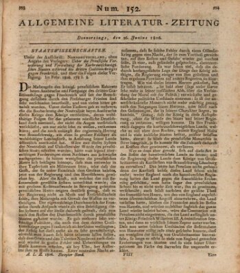 Allgemeine Literatur-Zeitung (Literarisches Zentralblatt für Deutschland) Donnerstag 26. Juni 1806