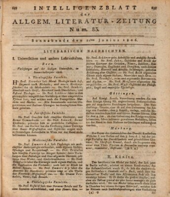 Allgemeine Literatur-Zeitung (Literarisches Zentralblatt für Deutschland) Samstag 21. Juni 1806