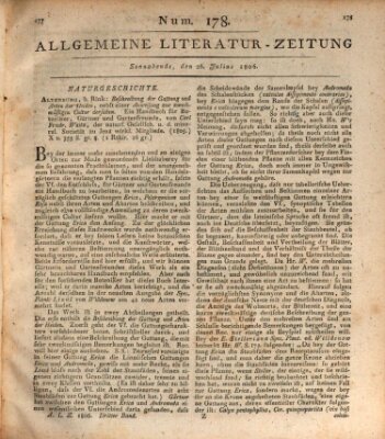 Allgemeine Literatur-Zeitung (Literarisches Zentralblatt für Deutschland) Samstag 26. Juli 1806