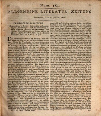 Allgemeine Literatur-Zeitung (Literarisches Zentralblatt für Deutschland) Mittwoch 30. Juli 1806