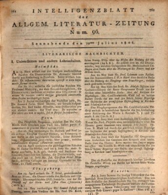 Allgemeine Literatur-Zeitung (Literarisches Zentralblatt für Deutschland) Samstag 19. Juli 1806