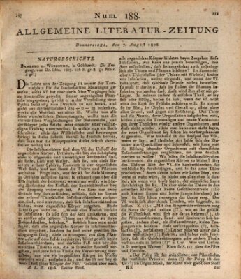 Allgemeine Literatur-Zeitung (Literarisches Zentralblatt für Deutschland) Donnerstag 7. August 1806