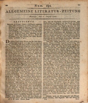 Allgemeine Literatur-Zeitung (Literarisches Zentralblatt für Deutschland) Montag 11. August 1806