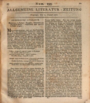 Allgemeine Literatur-Zeitung (Literarisches Zentralblatt für Deutschland) Freitag 15. August 1806